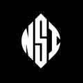 NSI circle letter logo design with circle and ellipse shape. NSI ellipse letters with typographic style. The three initials form a Royalty Free Stock Photo