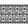 Ukrainian, Belarusian folk art vector seamless pattern with flowers, long cross-stitch ornament inpired by folk art - Vyshyvanka