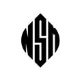NSM circle letter logo design with circle and ellipse shape. NSM ellipse letters with typographic style. The three initials form a Royalty Free Stock Photo