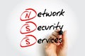 NSS - Network Security Services acronym, technology concept background