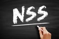 NSS - Network Security Services acronym, technology concept on blackboard