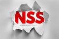 NSS Network Security Services text displayed through torn paper design, cybersecurity concept illustrating cryptographic libraries Royalty Free Stock Photo