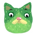 funny face of a green cat