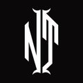 NT Logo monogram with horn shape design template
