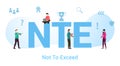 Nte not to exceed concept with big word or text and team people with modern flat style - vector
