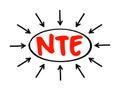 NTE Not To Exceed - type of contract that is allowed a contractor issue bills to an owner, acronym text with arrows