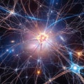 Nterconnected neural network illustration with glowing nodes and synapse-lik Royalty Free Stock Photo