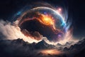 Interstellar Dreamscape: A Captivating AI-Generated Image of a Majestic Planet and Swirling Nebulae