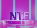 NTF text on vivid tech violet background. Non-refundable token. 3d render. Crypto art place for selling. Blockchain Royalty Free Stock Photo