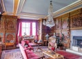 The Red Drawing Room, Burton Agnes Hall, Yorkshire, England. Royalty Free Stock Photo