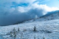 Mountain peaks in the sun