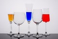 three multi-colored liquors in glasses2