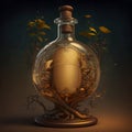 ntique Glass Bottle with Spellbinding Potion and Oak Branches