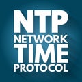NTP - Network Time Protocol acronym, technology concept background Royalty Free Stock Photo