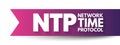 NTP Network Time Protocol - networking protocol for clock synchronization between computer systems over packet-switched, variable- Royalty Free Stock Photo