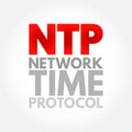 NTP Network Time Protocol - networking protocol for clock synchronization between computer systems over packet-switched, variable- Royalty Free Stock Photo