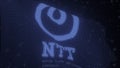 NTT logo on a waving digital flag, editorial 3d rendering