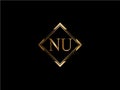 NU Initial diamond shape Gold color later Logo Design