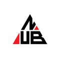 NUB triangle letter logo design with triangle shape. NUB triangle logo design monogram. NUB triangle vector logo template with red