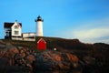 The Nubble Lighthouse stands off shore