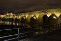 Nubes en movimiento y puente romano Royalty Free Stock Photo