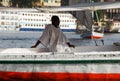 Nubian sailor sailing on the Nile river.