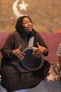 Nubian woman playing the drum, tabla Royalty Free Stock Photo