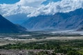 Nubra Valley with beautiful cloudy sky view from Diskit Gompa