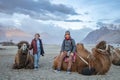 Unidentified group of tourists come to visit sand dune of Nubra for Riding Camels