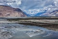 Nubra valley and river in Himalayas, Ladakh Royalty Free Stock Photo