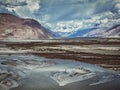 Nubra valley and river in Himalayas, Ladakh Royalty Free Stock Photo