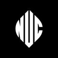 NUC circle letter logo design with circle and ellipse shape. NUC ellipse letters with typographic style. The three initials form a Royalty Free Stock Photo