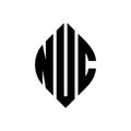 NUC circle letter logo design with circle and ellipse shape. NUC ellipse letters with typographic style. The three initials form a Royalty Free Stock Photo