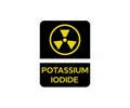 Nuclear Acciden, potassium iodide logo design.Potassium iodide for use in case of radioactive contamination vector design.