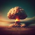 Nuclear atomic bomb explosion, radioactive war weapon, contamination disaster, mushroom fireball, generative AI