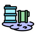 Nuclear barrel hazard icon color outline vector