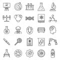 Nuclear biophysics icons set, outline style