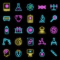 Nuclear biophysics icons set vector neon Royalty Free Stock Photo