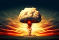 Nuclear bomb explosion during world war. AI generated Royalty Free Stock Photo