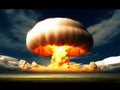 Nuclear bomb explosion during world war. AI generated Royalty Free Stock Photo