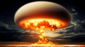Nuclear bomb explosion during world war. AI generated Royalty Free Stock Photo