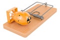 Nuclear bomb inside mousetrap. 3D rendering Royalty Free Stock Photo