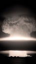 Nuclear Boom Creates Massive Cloud Formation Above the Horizon During a Nighttime Test Explosion Royalty Free Stock Photo