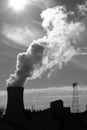 Nuclear Cooling Tower in Silhouette