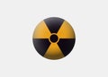 Nuclear danger 3d symbol. Yellow sign with black stripes