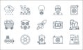 nuclear energy line icons. linear set. quality vector line set such as nuclear plant, nuclear energy, submarine, battery,