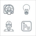 nuclear energy line icons. linear set. quality vector line set such as plutonium, engineer, light bulb