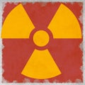 Nuclear energy radioactive (ionizing atomic radiation) round yellow symbol shape painted