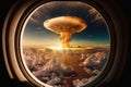 Nuclear explosion from aerial view porthole