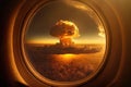 Nuclear explosion from aerial view porthole